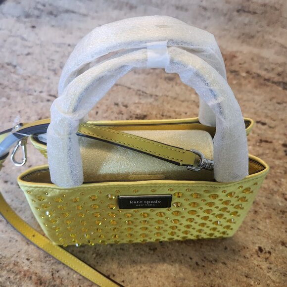 Sam Icon Crystal Embellished Fabric Mini Tote Color:  Chartreuse - Picture 11 of 12